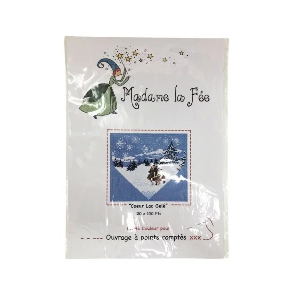 Madame la Fee Coeur Lac Gele' Cross Stitch Pattern Winter Ice Skating Snow New